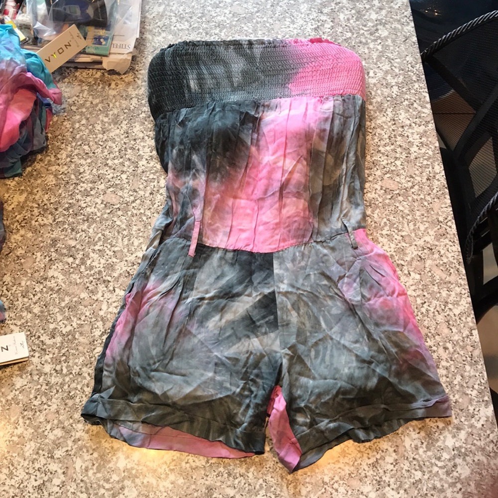 Pink and Grey Mini Tie Dye Romper